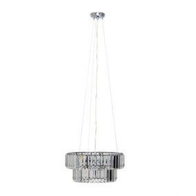 ValueLights Elegant 5 Way Tiered Chrome and Clear Crystal Ceiling Light Pendant Fitting 3w LED G9 Bulbs 3000K Warm White