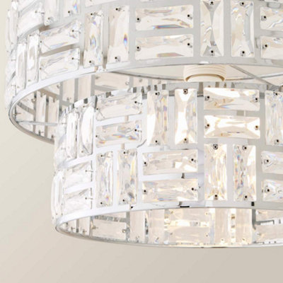 ValueLights Elise Silver Acrylic Jewel Two Tier Ceiling Pendant Light ...