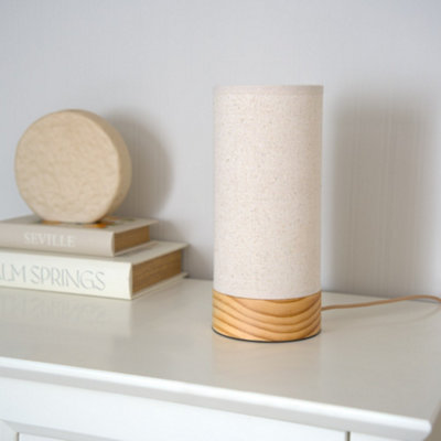 ValueLights Elsa Natural Bamboo Fabric Wooden Table Lamp