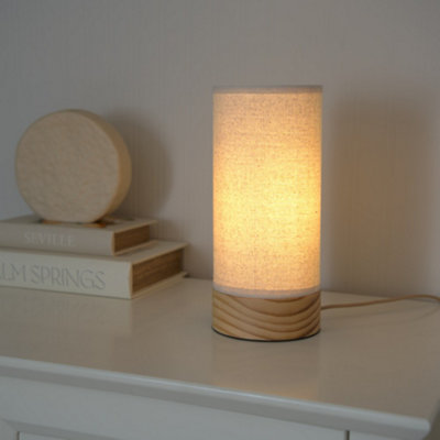 ValueLights Elsa Pair of Natural Bamboo Fabric Wooden Table Lamps