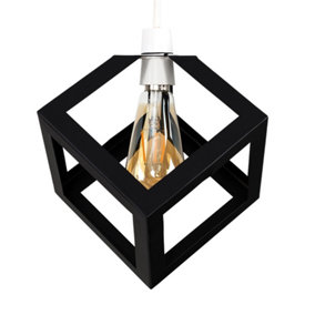 ValueLights Eschor Black Ceiling Pendant Shade and B22 Pear LED 4W Warm White 2700K Bulb