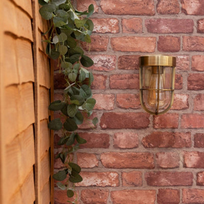 ValueLights Fanar Antique Brass Lantern IP44 Rated Bathroom Outdoor Wall Light with LED Bulb