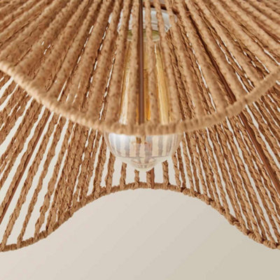 ValueLights Farai Natural Woven Rope Wave Ceiling Lamp Shade and Bulb