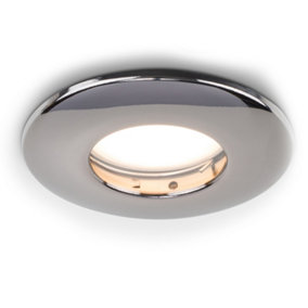 ValueLights Fire Rated Bathroom/Shower IP65 Black Chrome Domed Ceiling Downlight - Includes 5w LED Bulb 3000K Warm White