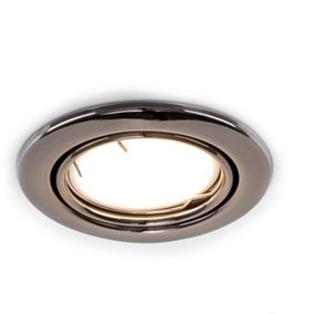 ValueLights Fire Rated Black Chrome Tiltable GU10 Recessed Ceiling Downlight - Includes 5w LED Bulb 3000K Warm White