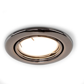 ValueLights Fire Rated Black Chrome Tiltable GU10 Recessed Ceiling Downlight - Includes 5w LED Bulb 6500K Cool White