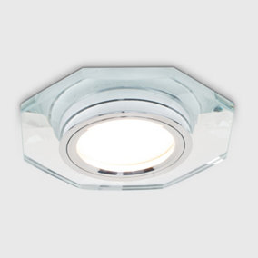 ValueLights Fire Rated Clear Glass And Chrome GU10 Contemporary Recessed Ceiling Downlight