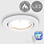 ValueLights Fire Rated Gloss White Tiltable GU10 Recessed Ceiling Downlight - Includes 5w LED Bulb 3000K Warm White