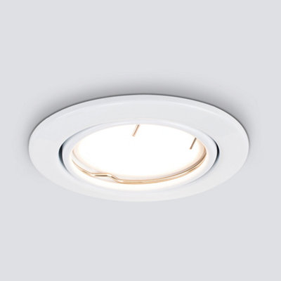 ValueLights Fire Rated Gloss White Tiltable GU10 Recessed Ceiling Downlight