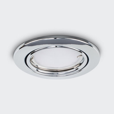 ValueLights Fire Rated Polished Chrome Tiltable GU10 Recessed Ceiling Downlight - Includes 5w LED Bulb 6500K Cool White