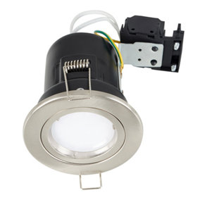 ValueLights Fired Rated Die Cast Twist & Lock Chrome GU10 Ceiling Downlight - Complete with 1 x 5W GU10 Warm White LED Bulb