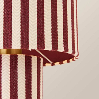 ValueLights Florence Burgundy Pinstripe Heavy Linen Table Lamp with Bulb
