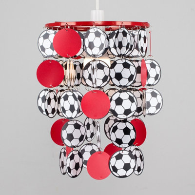 ValueLights Football Red Ceiling Pendant Shade and B22 GLS LED 10W Warm White 3000K Bulb
