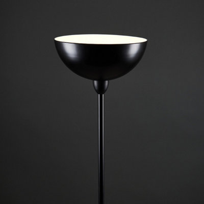 ValueLights Forseti Modern Matt Black Uplighter Floor Lamp with Bowl ...