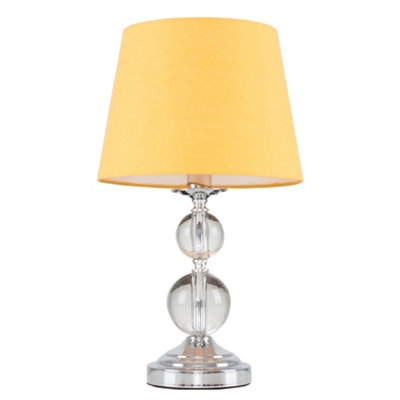 ValueLights Gatto Modern Polished Chrome and Acrylic Ball Touch Table Lamp with Mustard Light Shade