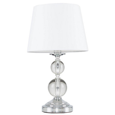 ValueLights Gatto Modern Polished Chrome and Acrylic Ball Touch Table Lamp with White Light Shade