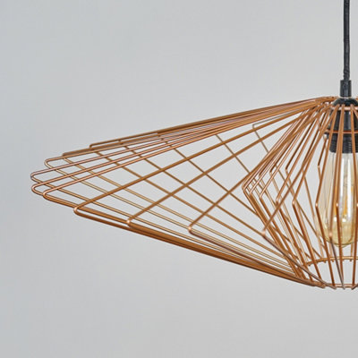 ValueLights Geometric Design Copper Wire Basket Cage Ceiling Pendant Light Shade