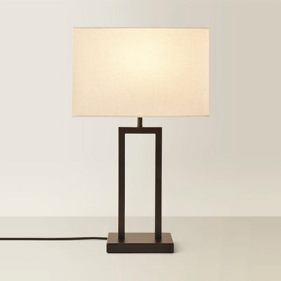 ValueLights Gloria Black Double Stem Metal Table Lamp with Rectangular ...