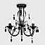 ValueLights Gloss Black Shabby Chic 3 Way Ceiling Light Chandelier With Decorative Black Jewel Beads