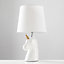 ValueLights Gloss White And Gold Ceramic Unicorn Table Lamp With White Light Shade