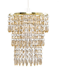 ValueLights Gold Ceiling Pendant Droplets Shade and B22 GLS LED 10W Warm White 3000K Bulb
