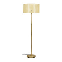 ValueLights Gold Floor Lamp and E27 GLS LED 6W Warm White 3000K Bulb