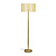 ValueLights Gold Floor Lamp and E27 GLS LED 6W Warm White 3000K Bulb