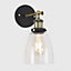 ValueLights Gold Indoor Wall Lantern and E27 Pear LED 4W Warm White 2700K Bulb