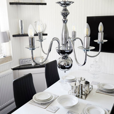 ValueLights Gothica Traditional 5 Way Chrome Flemish Style Ceiling Light Chandelier Fitting