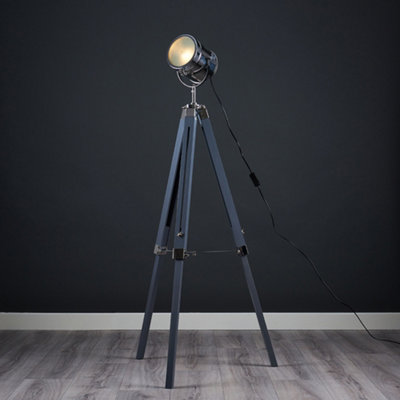 ValueLights Grey And Chrome Industrial Photography Studio Adjustable Spotlight Tripod Floor Lamp