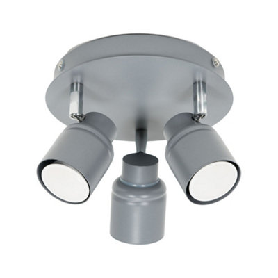 ValueLights Grey Bathroom Ceiling Plate Spotlight