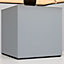 ValueLights Grey Chrome Cube Touch Dimmer Bedside Table Lamp With Grey Fabric Shade