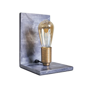 ValueLights Grey Marble And Brass Book End Table Lamp