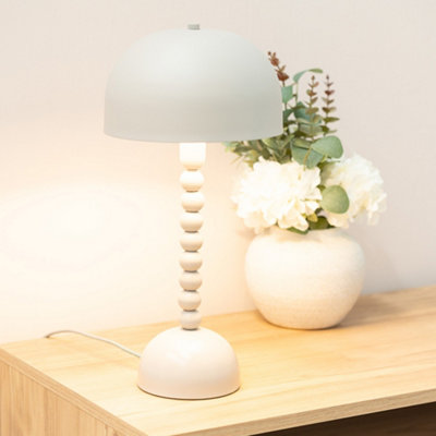 ValueLights Grey Pebble Abstract Bedside Table Lamp with a Dome Lampshade - Bulb Included