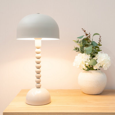 ValueLights Grey Pebble Abstract Bedside Table Lamp with a Dome Lampshade - Bulb Included