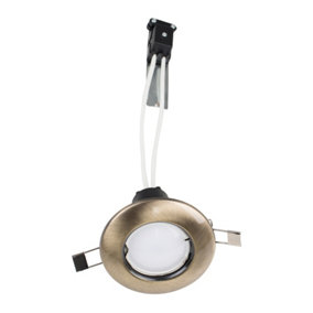ValueLights GU10 Antique Brass Fire Rated IP65 Recessed Fixed Bathroom Ceiling LED Spotlight