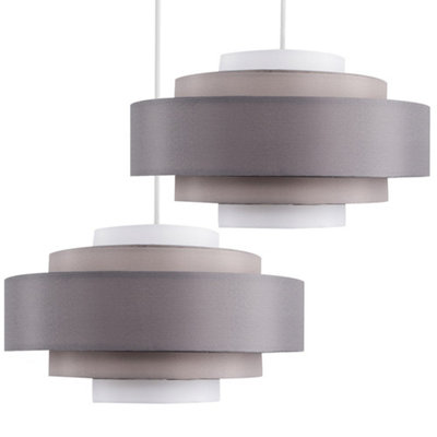 ValueLights Hampshire Grey Ceiling Pendant Shade and B22 GLS LED 10W Warm White 3000K Bulb