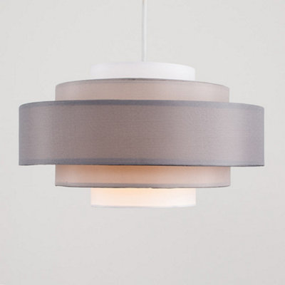 ValueLights Hampshire Grey Ceiling Pendant Shade and B22 GLS LED 10W Warm White 3000K Bulb