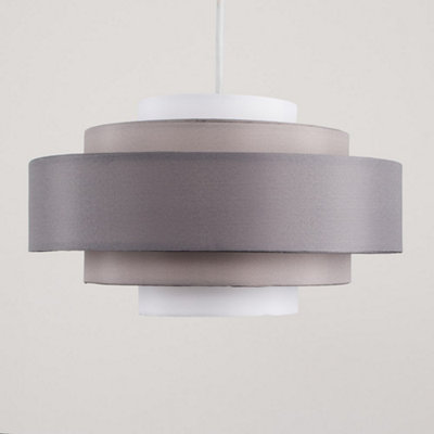ValueLights Hampshire Grey Ceiling Pendant Shade and B22 GLS LED 10W Warm White 3000K Bulb