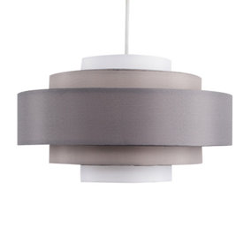 ValueLights Hampshire Grey Ceiling Pendant Shade and B22 GLS LED 6W Warm White 3000K Bulb