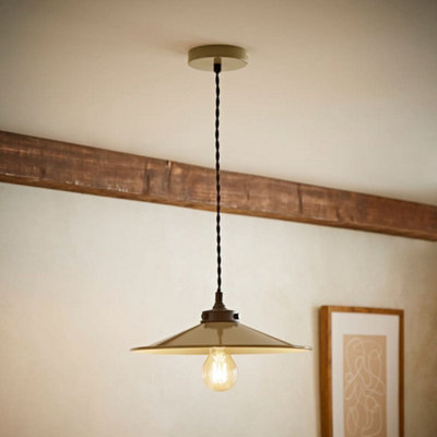 ValueLights Hampstead Green Rolled Edge Tapered Pendant Ceiling Light