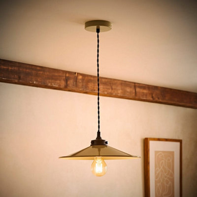 ValueLights Hampstead Green Rolled Edge Tapered Pendant Ceiling Light