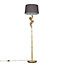 ValueLights Hanging Monkey Animal Quirky Modern Gold Floor Lamp With Grey Shade