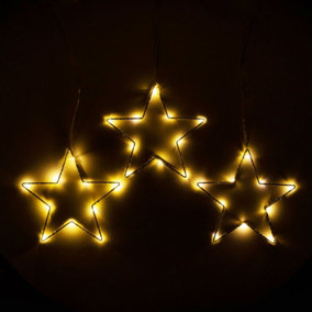 ValueLights Hanging Stars Silver Indoor Curtain Light