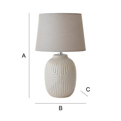 ValueLights Harrison Tapered Lamp Shade Grey Geometric Ribbed Pattern Gloss Medium Table Lamp