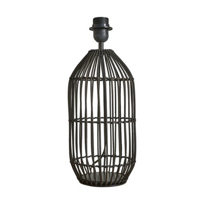 ValueLights Hollins Contemporary Large Matt Black Rattan Cylinder Table Lamp Base
