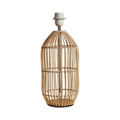 ValueLights Hollins Contemporary Large Natural Rattan Cylinder Table Lamp Base