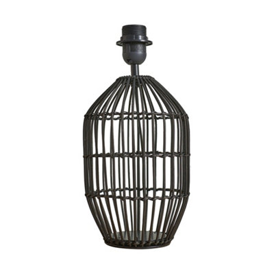 ValueLights Hollins Contemporary Matt Black Rattan Cylinder Table Lamp Base