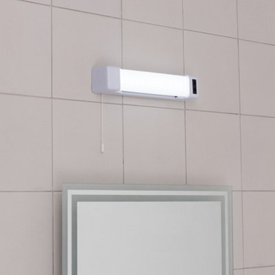 ValueLights Horizon Matte White IP44 Rated Bathroom Shaver Pull Cord LED Wall Light