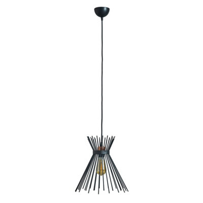 ValueLights Hourglass Spoke Matt Black Ceiling Pendant Light Shade